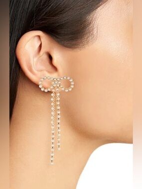 Open Edit Micro Faux Pearl Bow Drop (Single Earring)